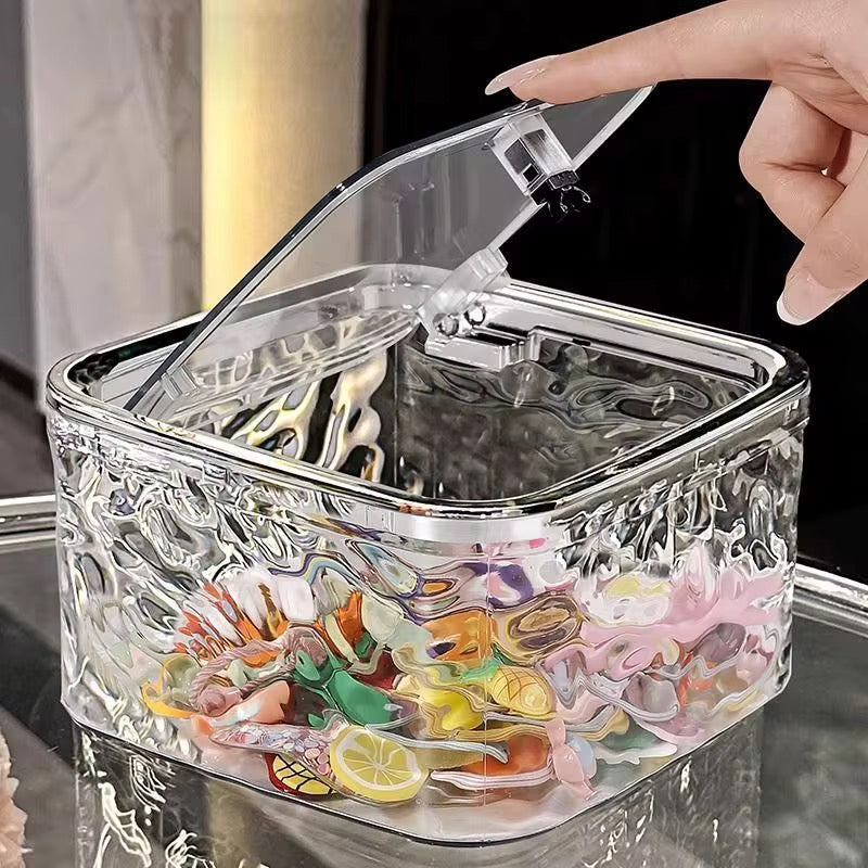 Luxury Transparent Storage Box with Lid & Handle | Multi-Purpose Organizer for Hair Accessories & Small Essentials