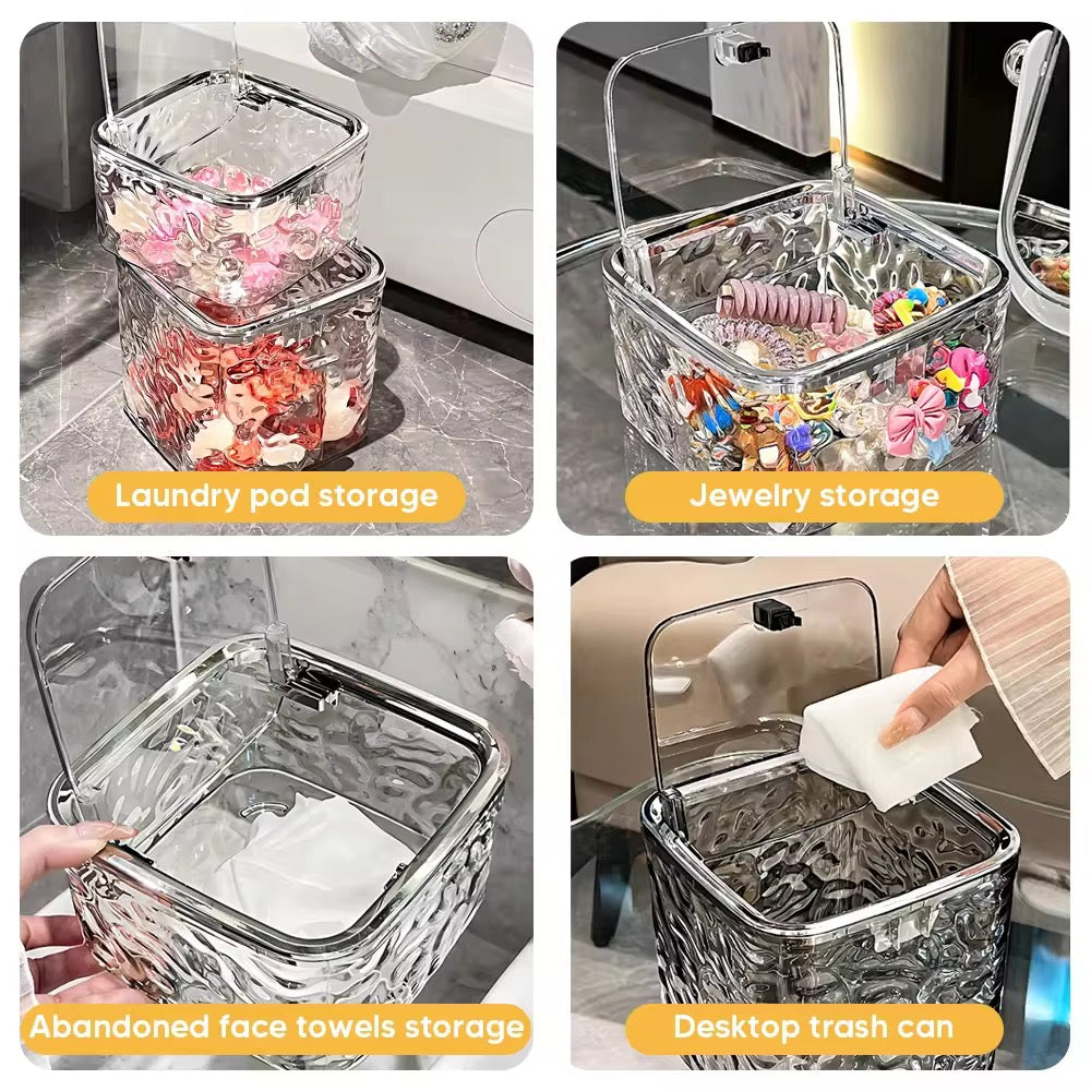 Luxury Transparent Storage Box with Lid & Handle | Multi-Purpose Organizer for Hair Accessories & Small Essentials