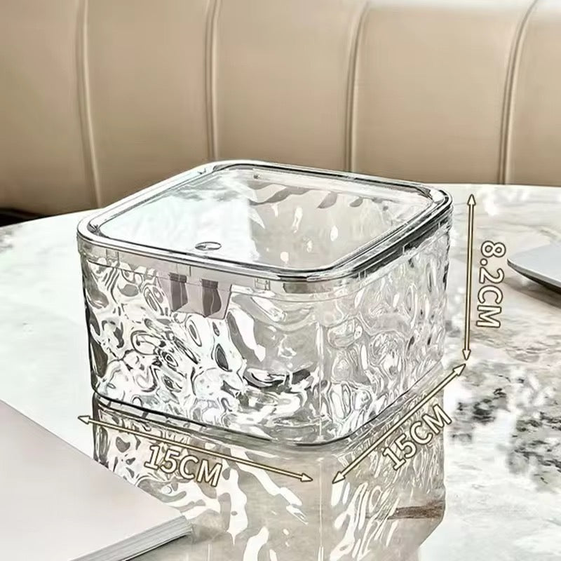Luxury Transparent Storage Box with Lid & Handle | Multi-Purpose Organizer for Hair Accessories & Small Essentials