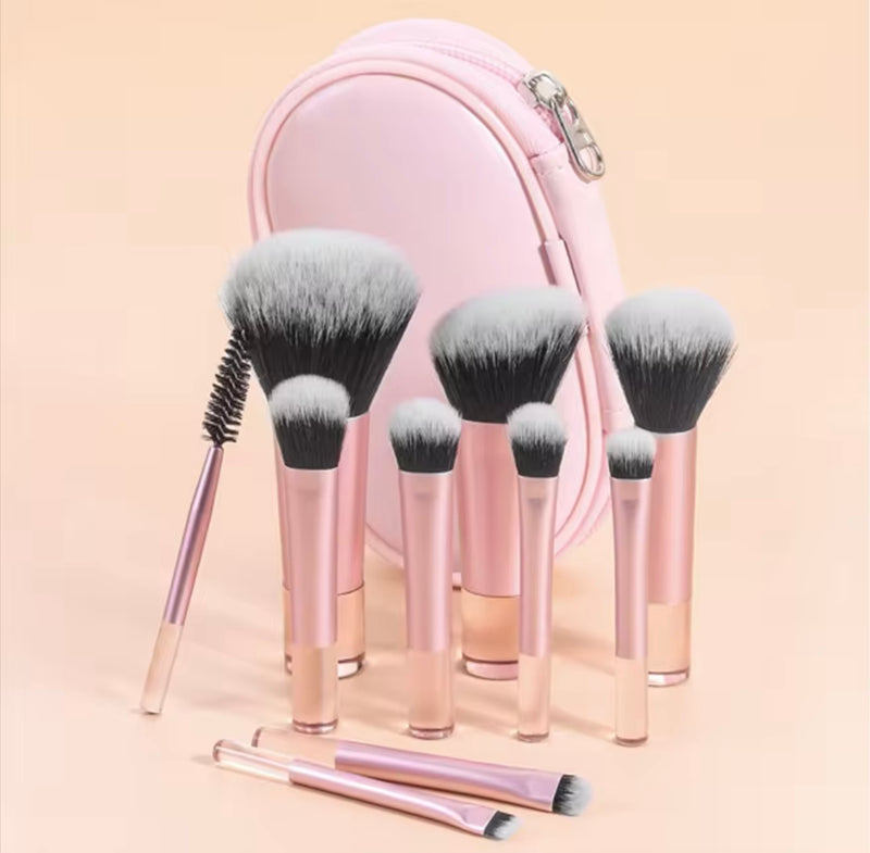 10pcs Mini Makeup Brush Set With Storage Bag