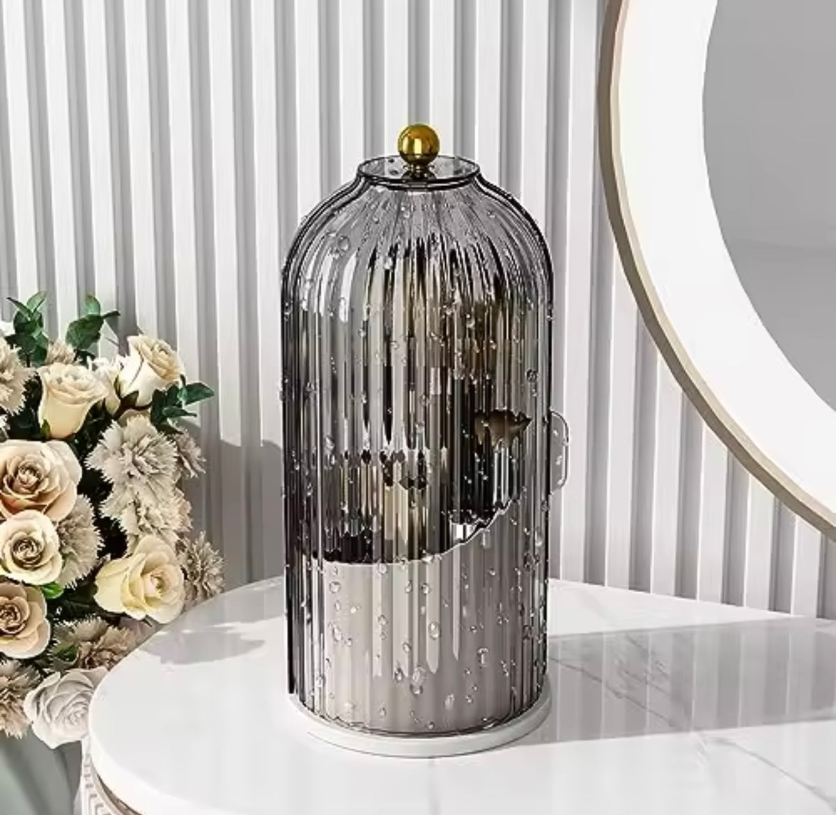 360° Rotating Makeup Brush Holder with Lid