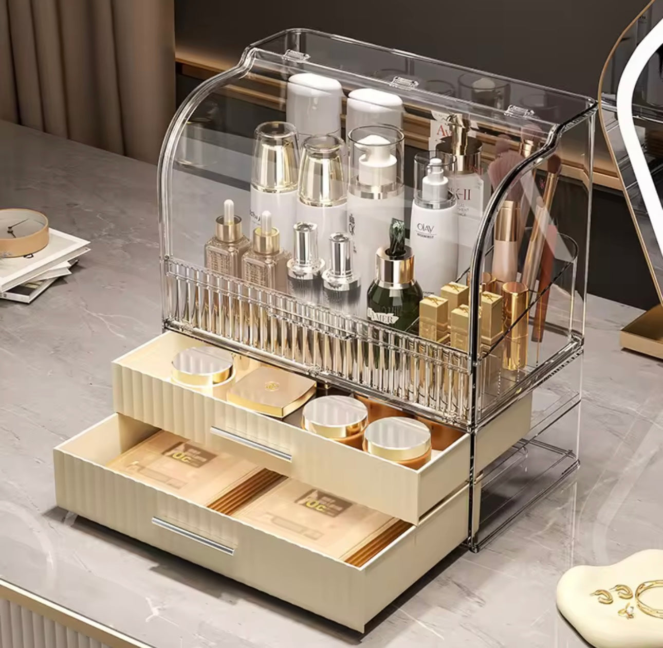 Makeup Organizer with Drawers Large Capacity Desktop Storage Rack for Skincare
