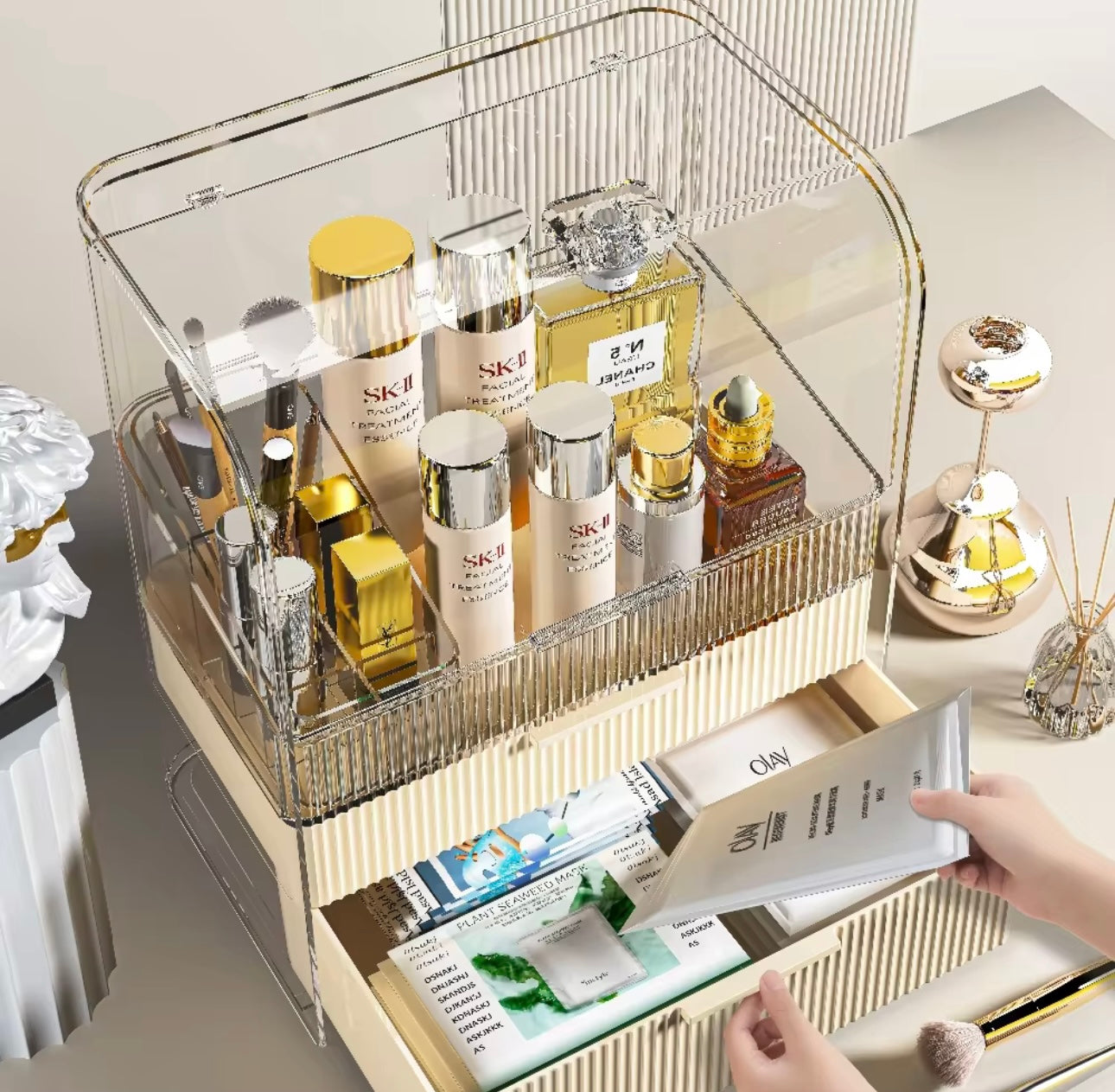 Makeup Organizer with Drawers Large Capacity Desktop Storage Rack for Skincare
