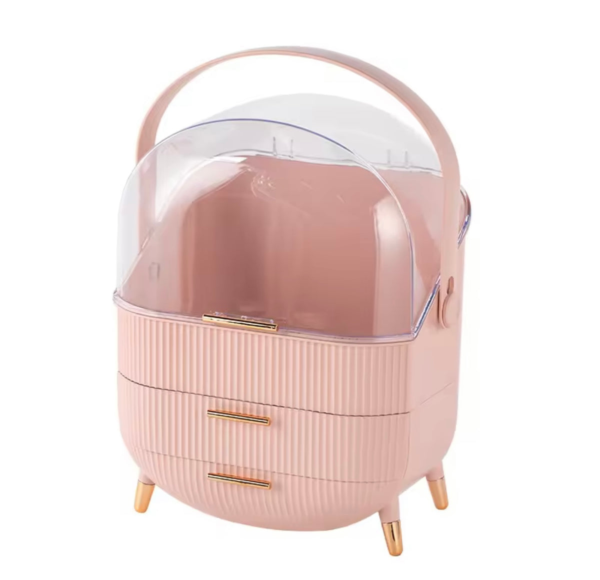 Cosmetic Storage Box, with 2 Drawers and Transparent Cover, Skin Care Storage Box.