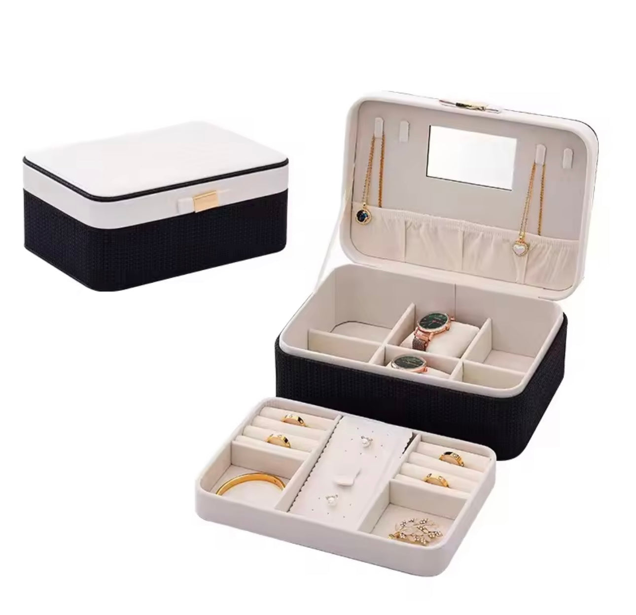 Pure Leather Double  Layer Jewellery Organizer