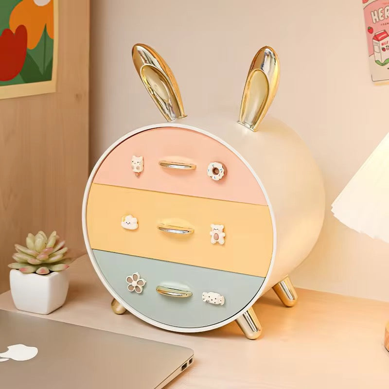 Rabbit Ear Makeup & Cosmetic Storage Box with Multi-Drawers