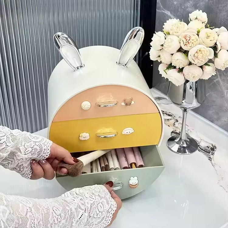 Rabbit Ear Makeup & Cosmetic Storage Box with Multi-Drawers