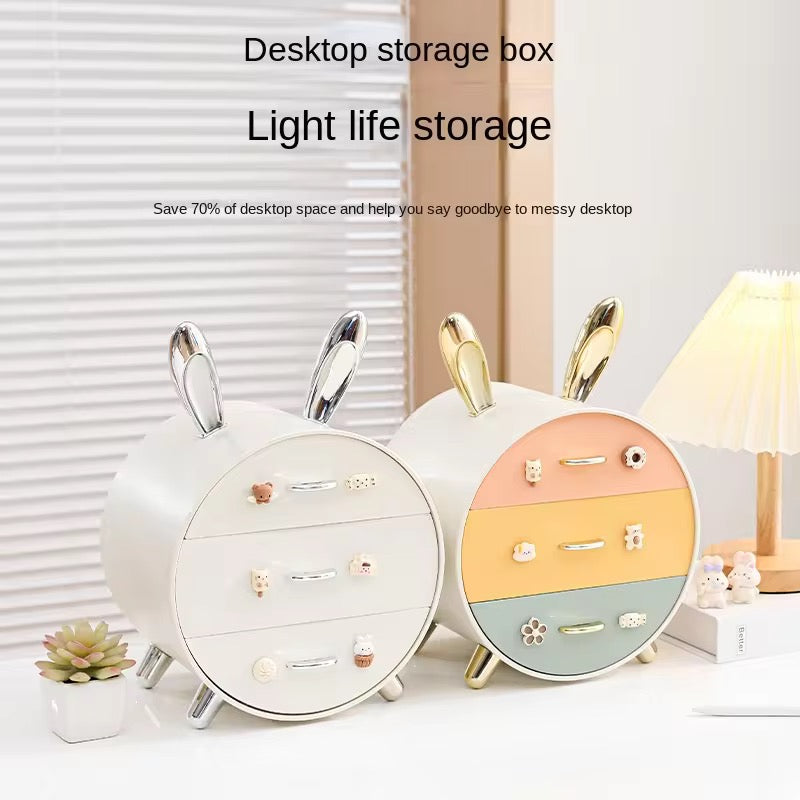 Rabbit Ear Makeup & Cosmetic Storage Box with Multi-Drawers