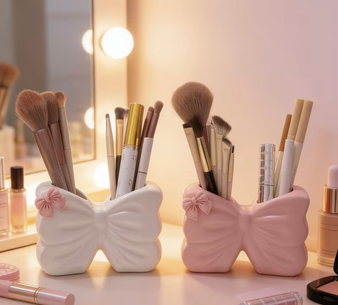 Cute Bow-Shaped Makeup Brush Organizer