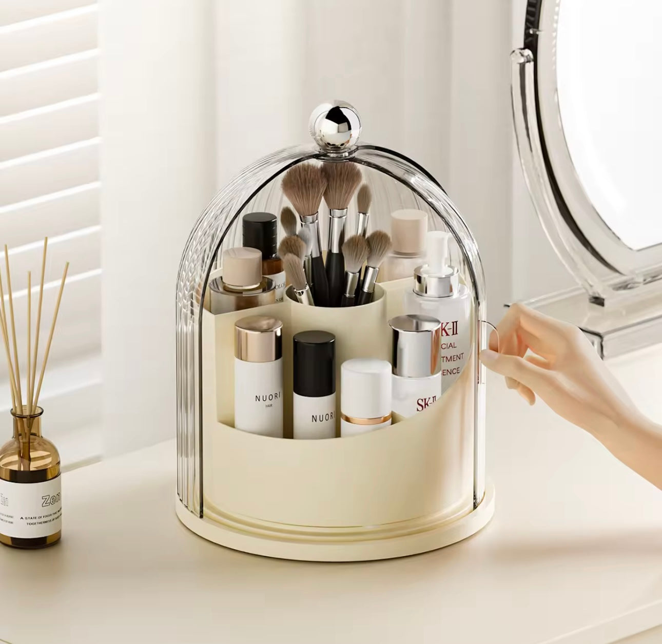 Transparent Makeup Storage Box -Rotating Makeup Brush Set