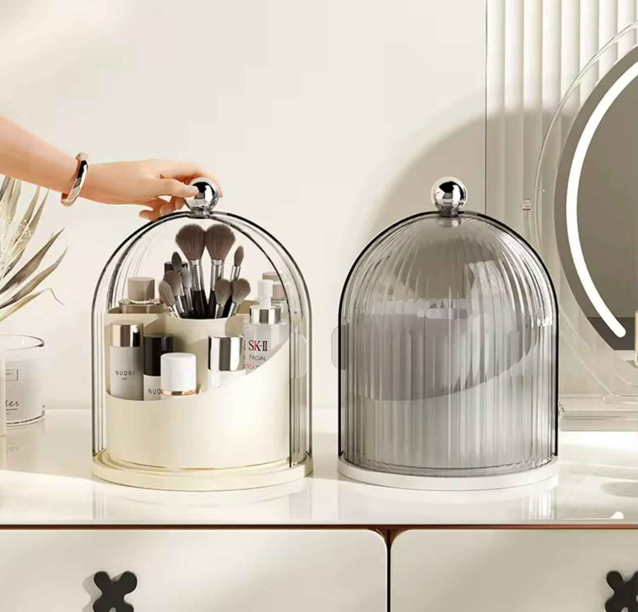 Transparent Makeup Storage Box -Rotating Makeup Brush Set