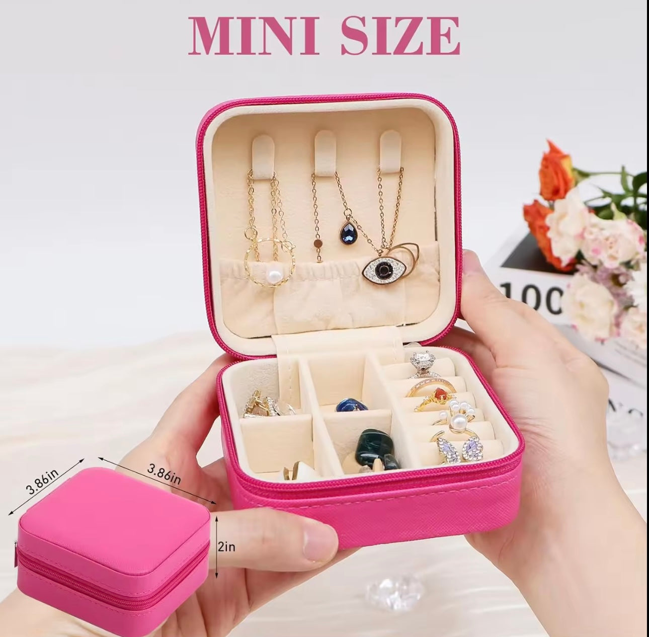 Mini Travel Jewelry Organizer Portable Earrings Necklace Ring.