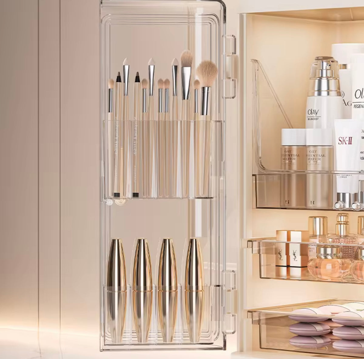 Double Door Makeup Storage Box with 2-Drawers