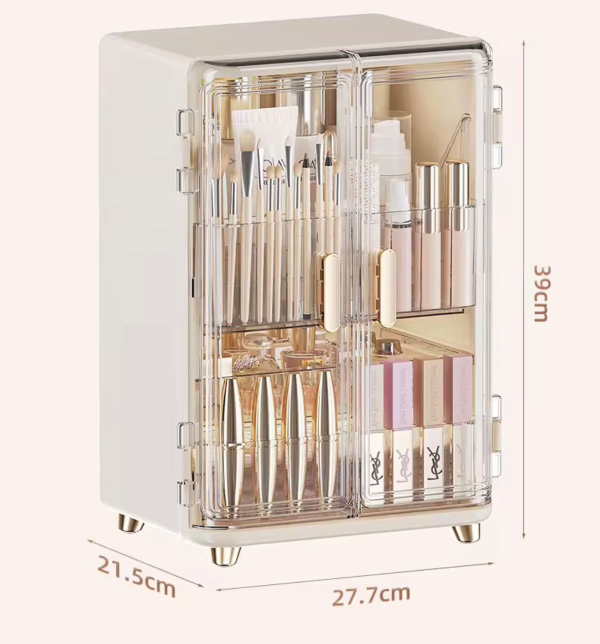 Double Door Makeup Storage Box with 2-Drawers