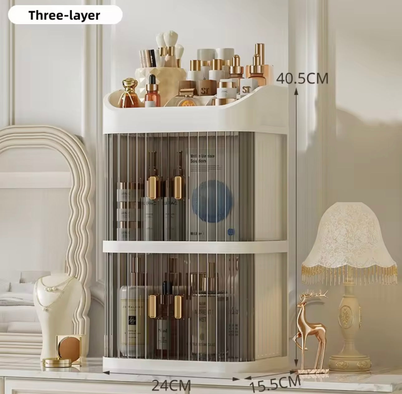 Three-tier Cosmetic Organizer with Transparent Doors