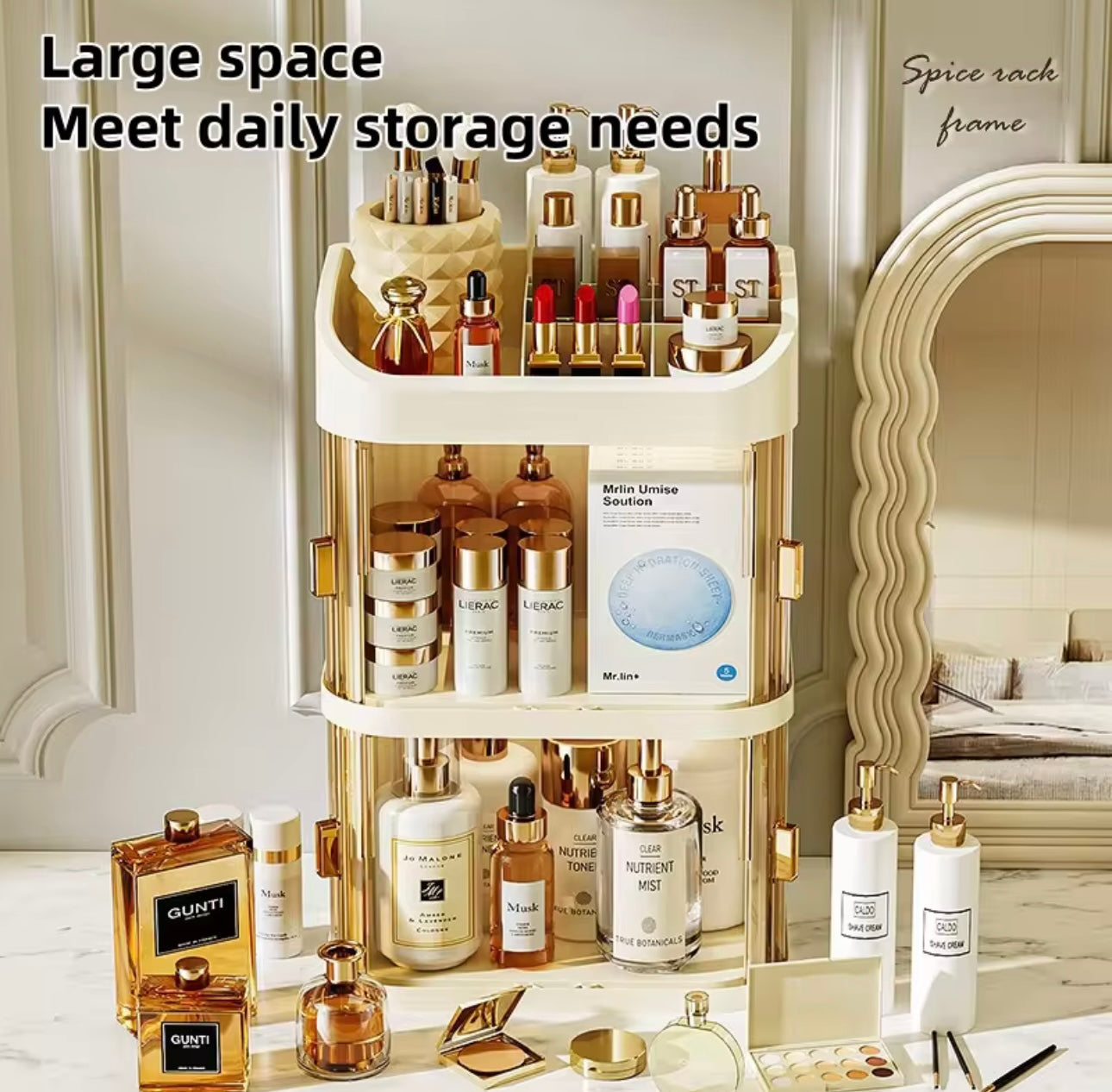 Three-tier Cosmetic Organizer with Transparent Doors