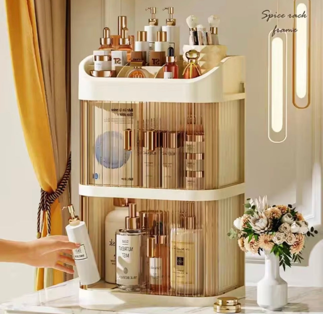 Three-tier Cosmetic Organizer with Transparent Doors