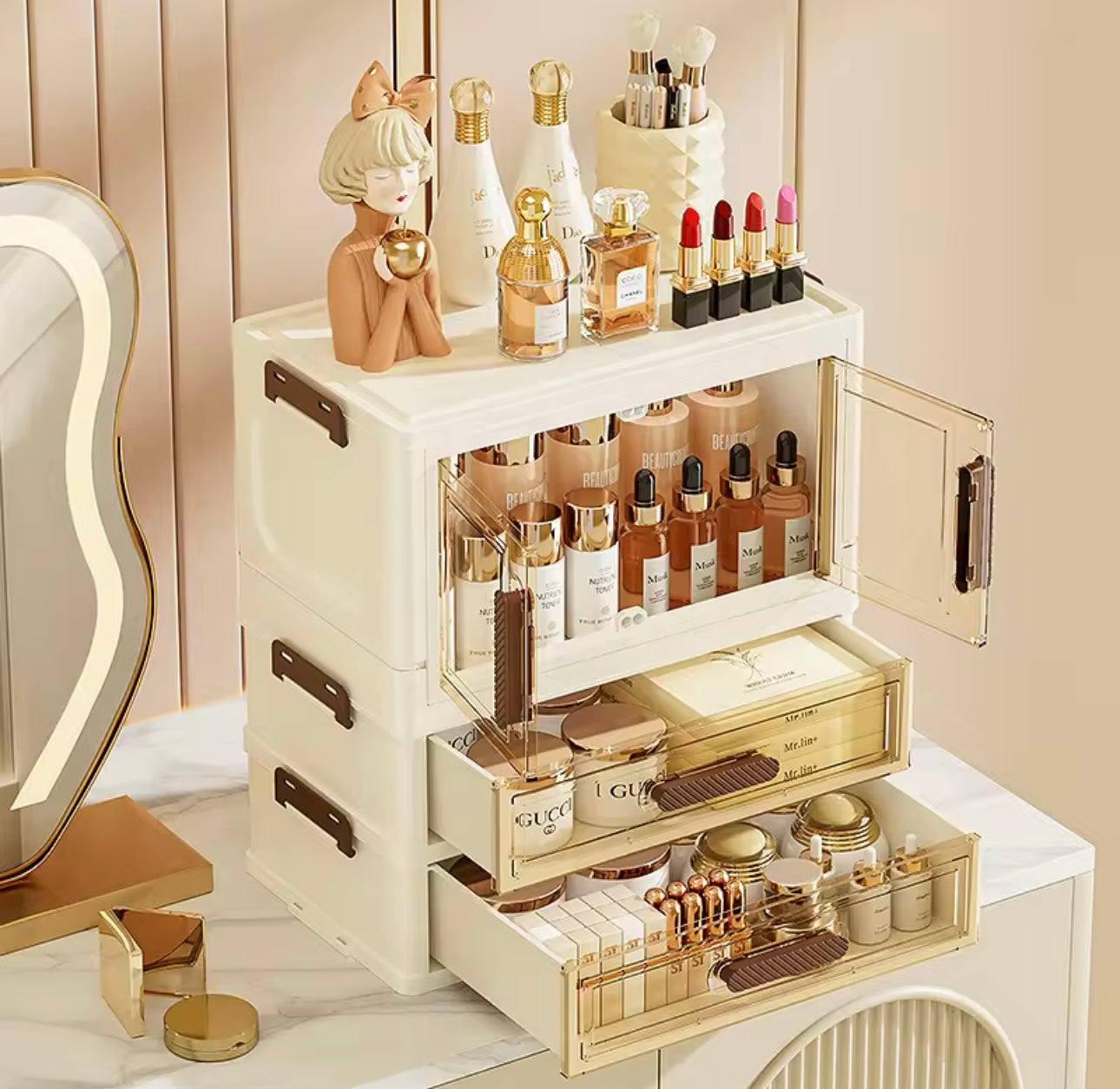 4- Tier Large Capacity Cosmetic Organizer,Makeup Storage Box