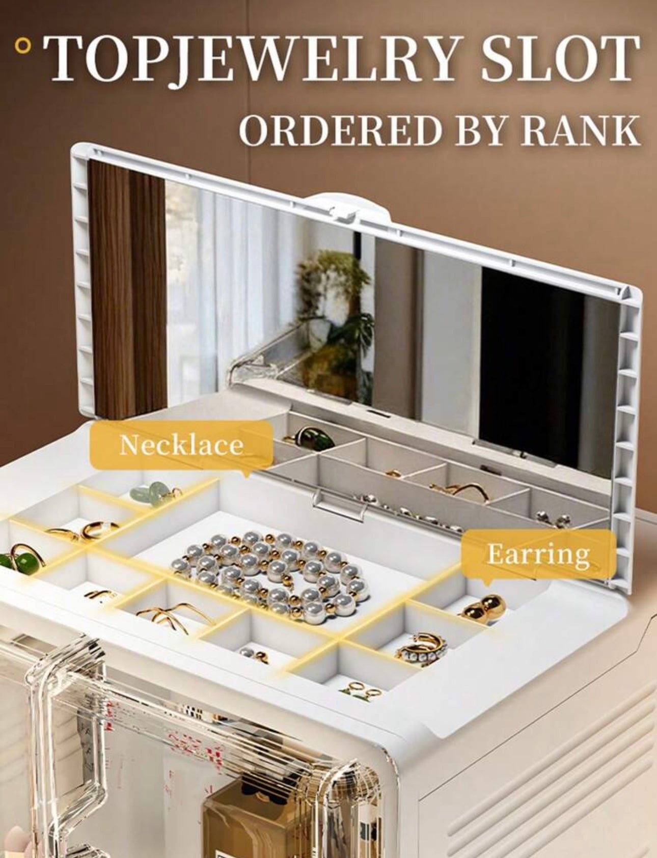 Large Cosmetic Display Cabinet with Drawers & Jewellery Box with Mirror