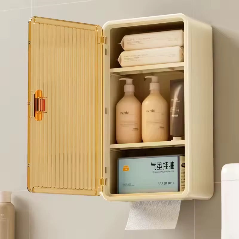 Wall-Mounted Makeup Organizer with Tissue storage Box