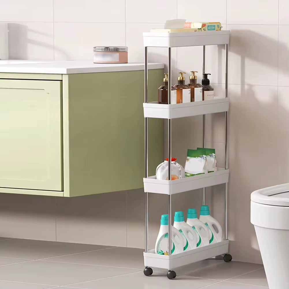 4-Tier Slim Rolling Storage Trolley
