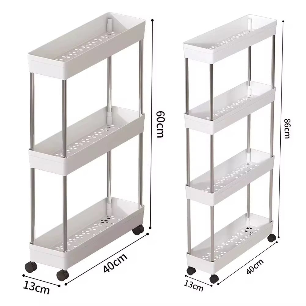 4-Tier Slim Rolling Storage Trolley