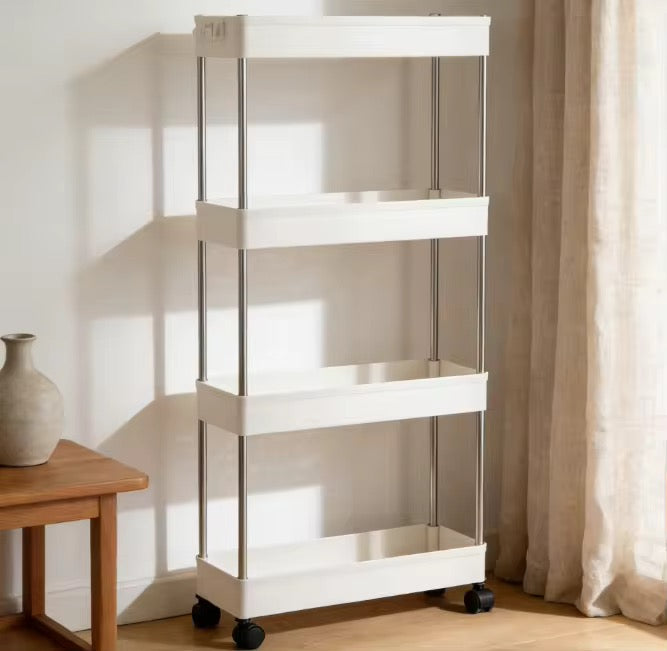 4-Tier Slim Rolling Storage Trolley
