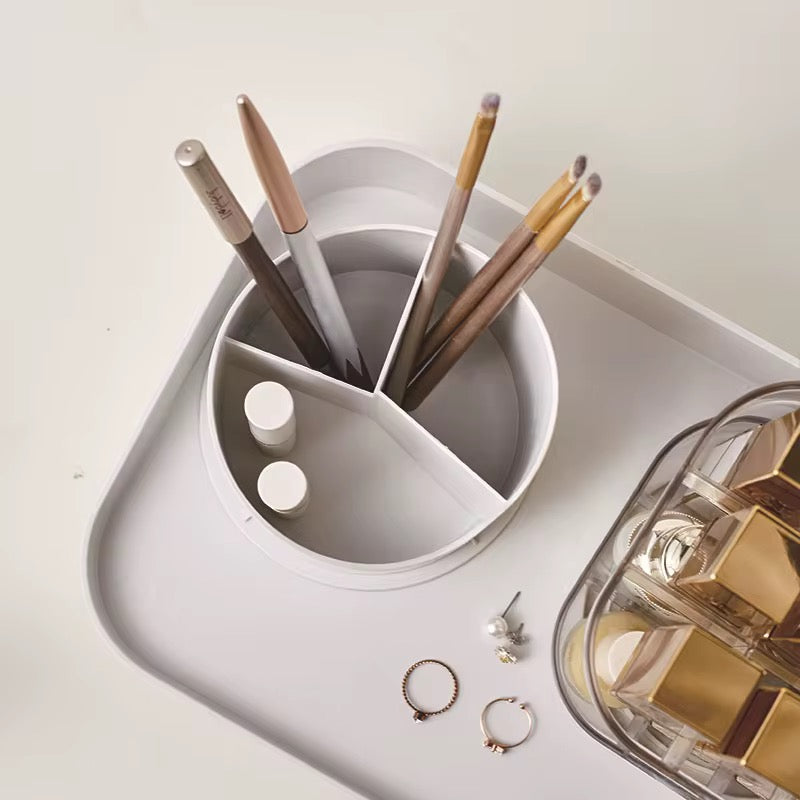 Luxury 360° Rotating Lipstick Organizer & Makeup Brush Holder