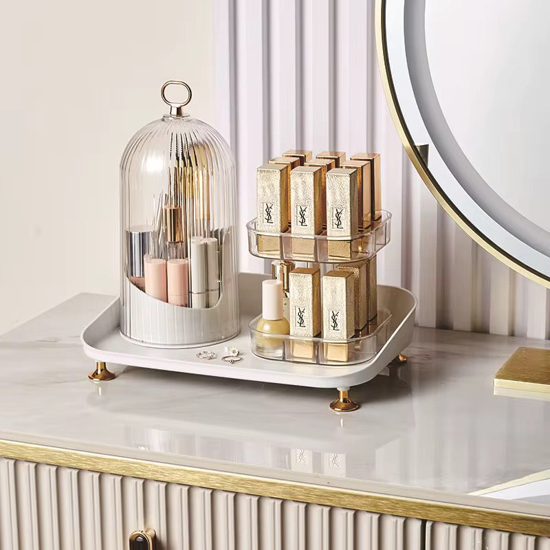 Luxury 360° Rotating Lipstick Organizer & Makeup Brush Holder