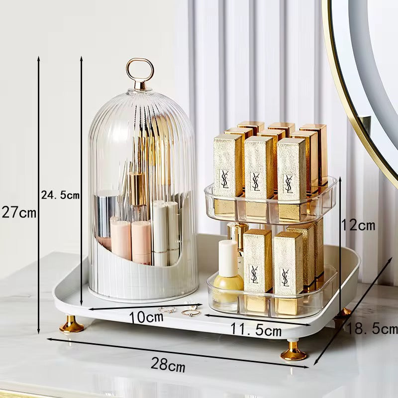 Luxury 360° Rotating Lipstick Organizer & Makeup Brush Holder
