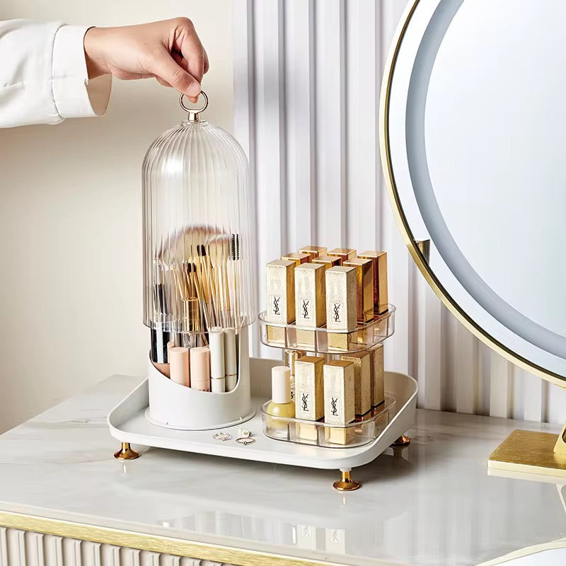 Luxury 360° Rotating Lipstick Organizer & Makeup Brush Holder