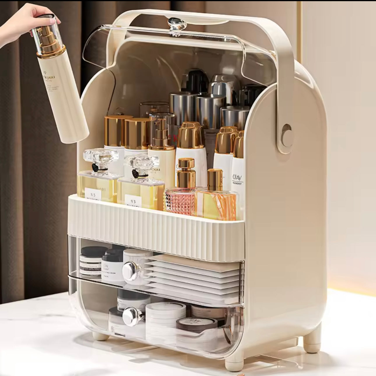 Large Capacity Makeup Organizer with Transparent Drawers