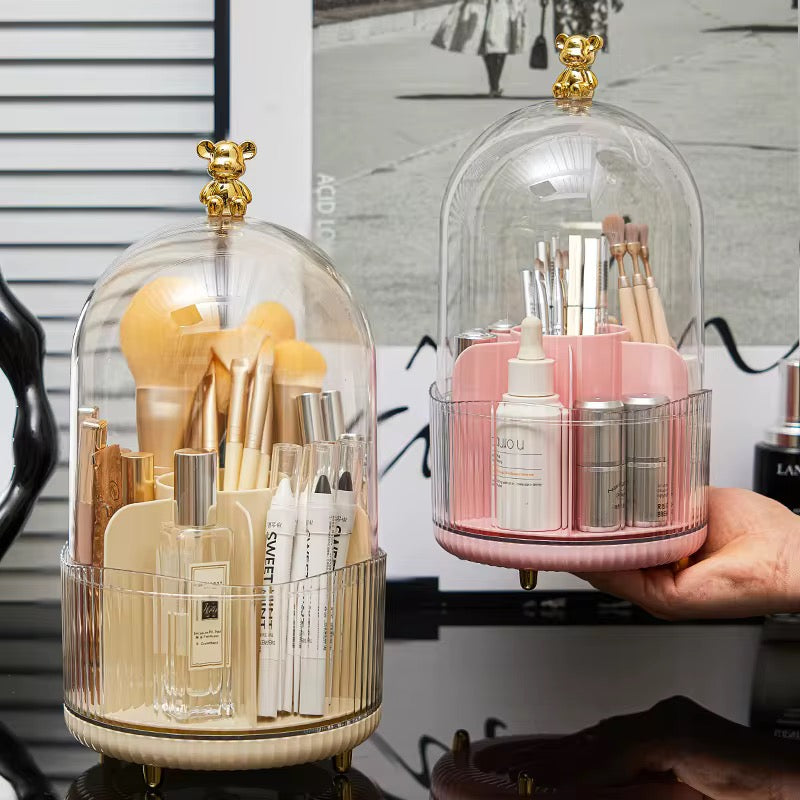 Luxury 360° Rotating Dustproof Makeup Brush & Cosmetic Organizer
