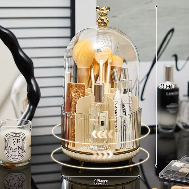 Luxury 360° Rotating Dustproof Makeup Brush & Cosmetic Organizer