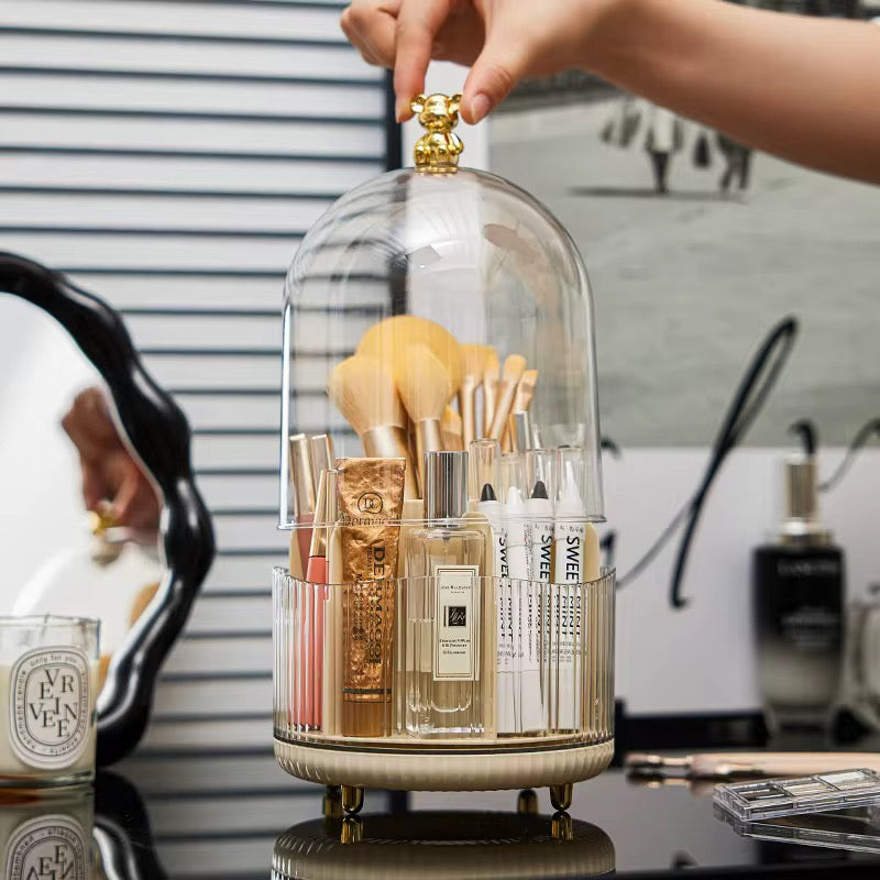 Luxury 360° Rotating Dustproof Makeup Brush & Cosmetic Organizer