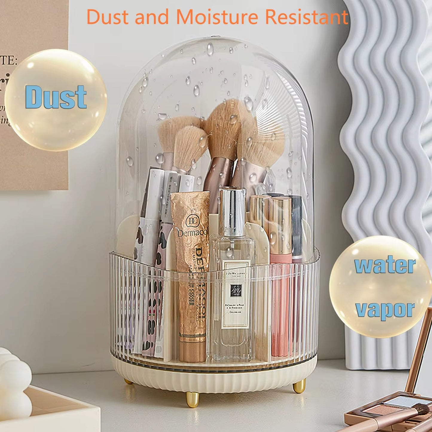 Luxury 360° Rotating Dustproof Makeup Brush & Cosmetic Organizer