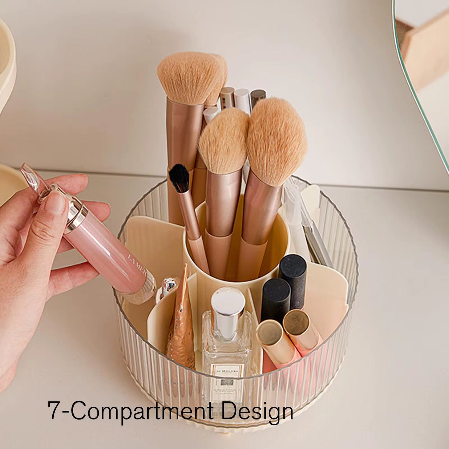 Luxury 360° Rotating Dustproof Makeup Brush & Cosmetic Organizer