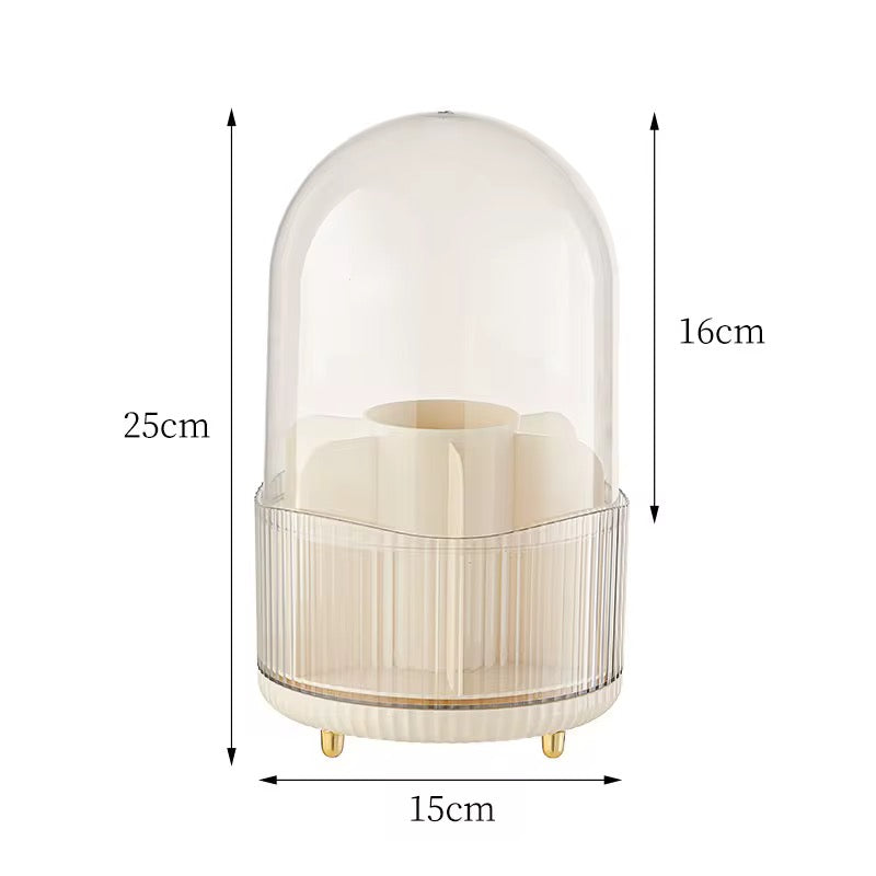 Luxury 360° Rotating Dustproof Makeup Brush & Cosmetic Organizer