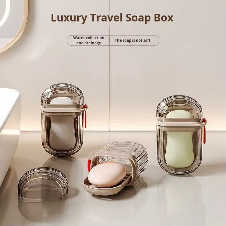 Portable Travel Soap Holder with Drain Tray | Leakproof Soap Storage Case for Home & Travel