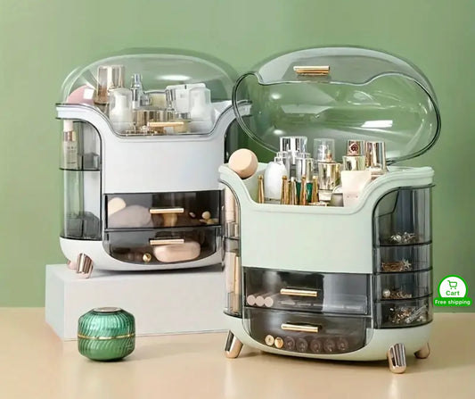 Large Capacity Cosmetic Storage Organizer with Lid,Drawer and Compartments.