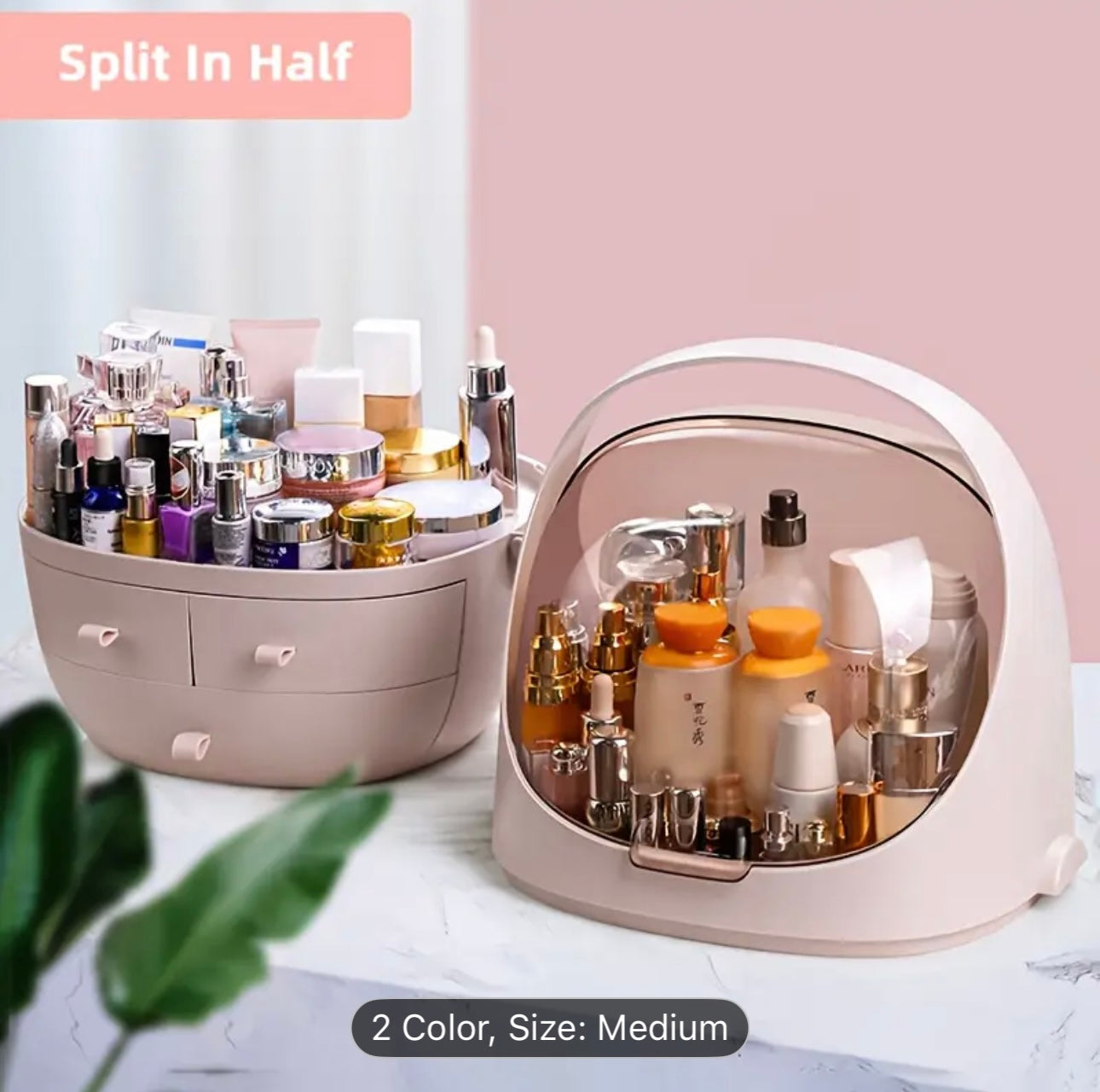 Desktop Cosmetic Storage Display Cases with Drawer and Transparent Lid Makeup Organizer