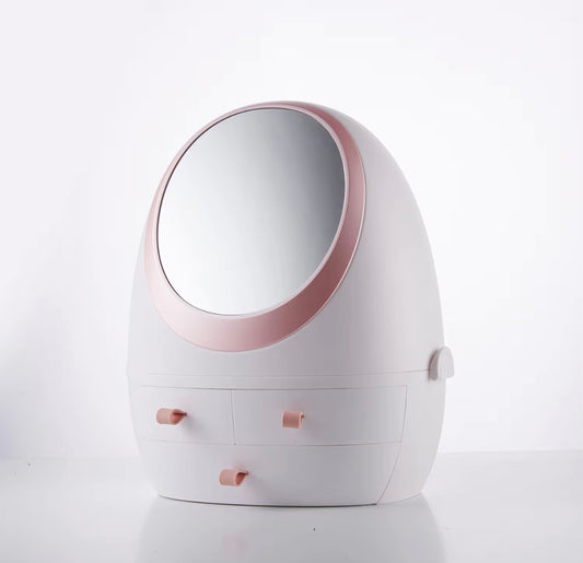 Egg Shape Large Storage Space for Makeup Tools Wth LED Smart Sensor ,Switch Mirror with LED Light for Beauty