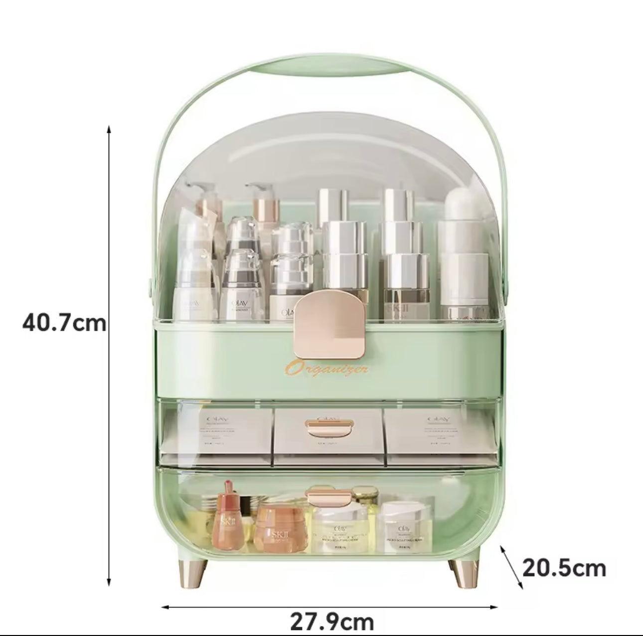 Large-Capacity Makeup Organizer with Lid - Dustproof Desktop Cosmetic Storage Drawer for Skincare & Beauty Products