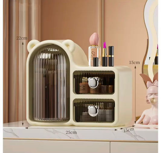 360° Rotating Makeup Organizer - Dustproof, Space-Saving Wall-Mounted Cosmetic Storage Box for Lipstick, Eyeliner & Eye Shadow