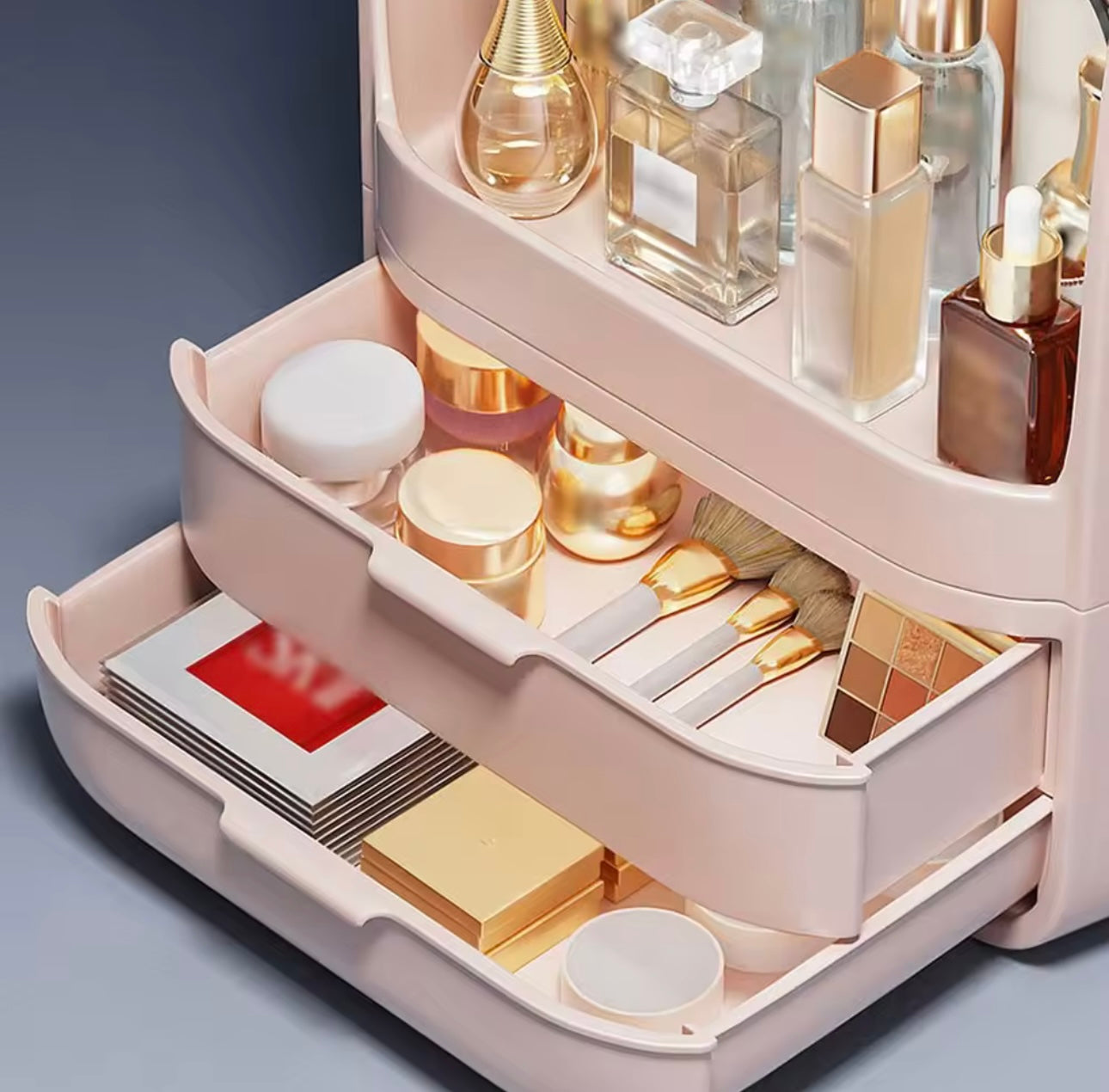 Large Capacity Makeup Organizer Storage Box with Drawers