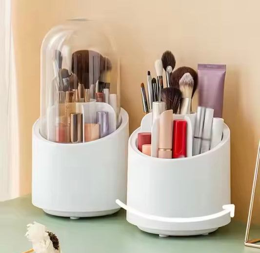 360  Rotating Makeup Brush Organizer with Transparent Lid.