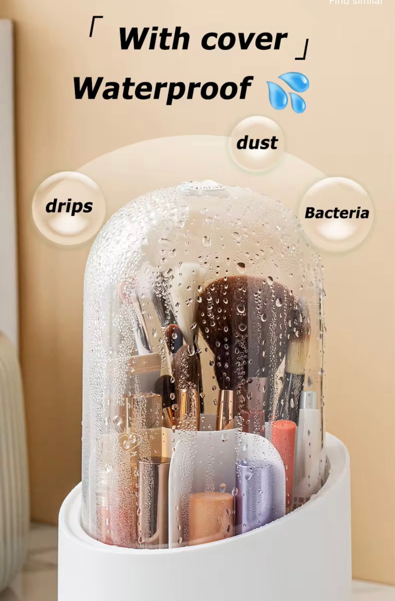 360  Rotating Makeup Brush Organizer with Transparent Lid.