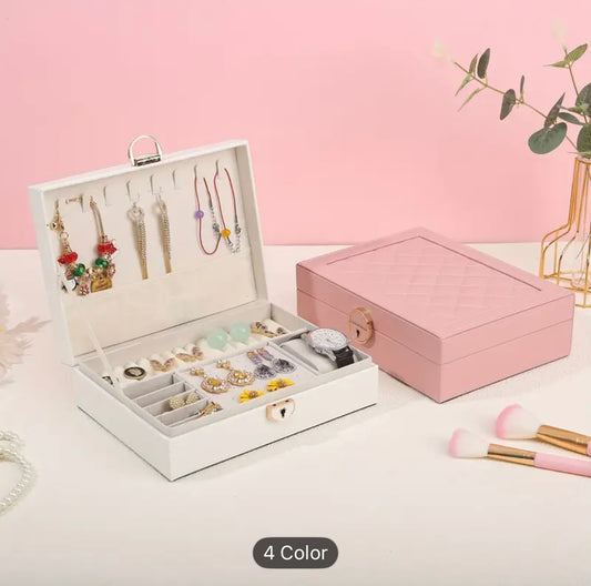 One-Tier Jewelry Box with Drawer, Large Capacity for Storing and Displaying Earrings, Rings, Necklaces, Beaded Accessories