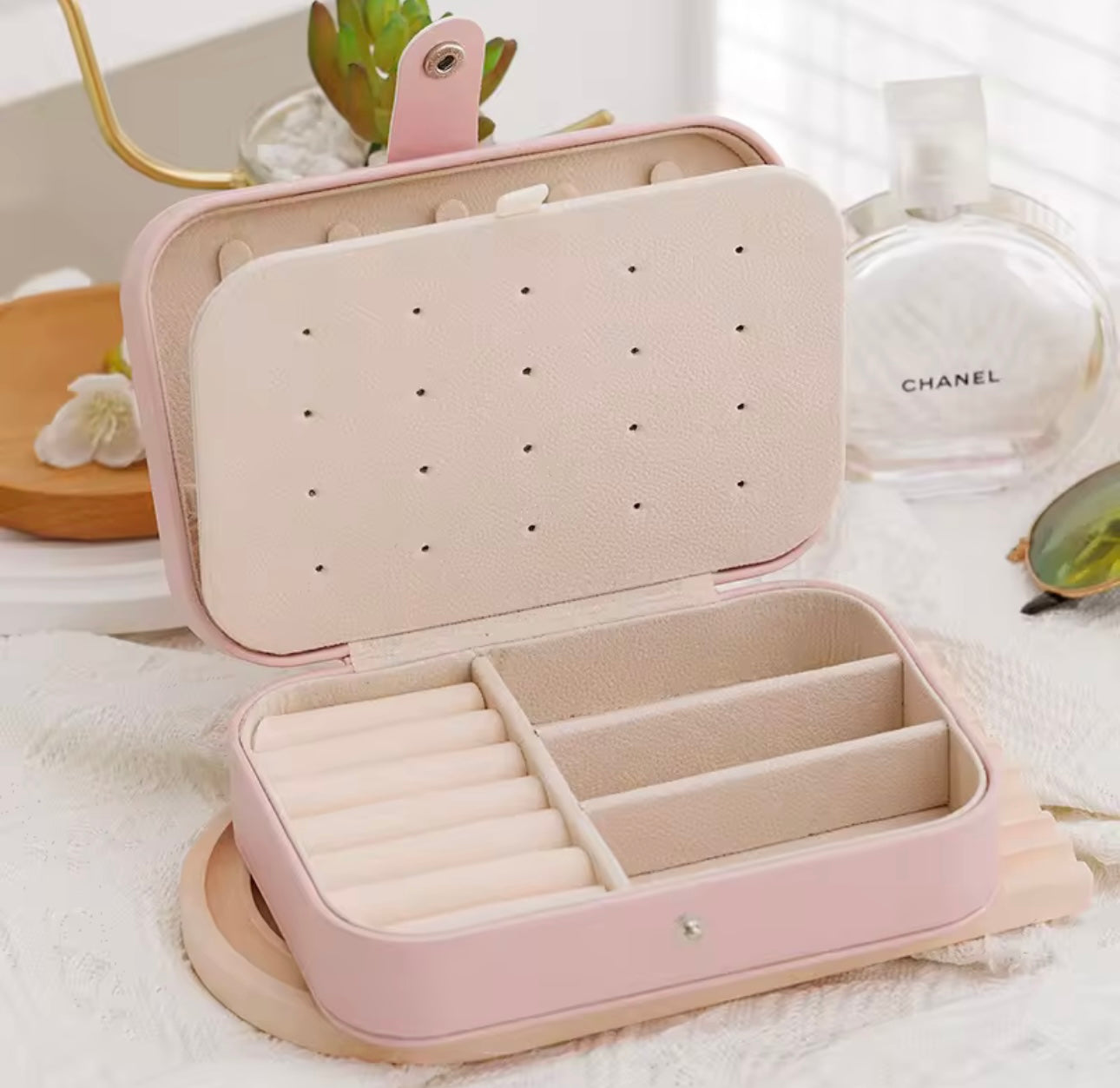 Mini Leather Jewelry Organizer Case - Travel Pouch for Earrings, Necklaces, Rings
