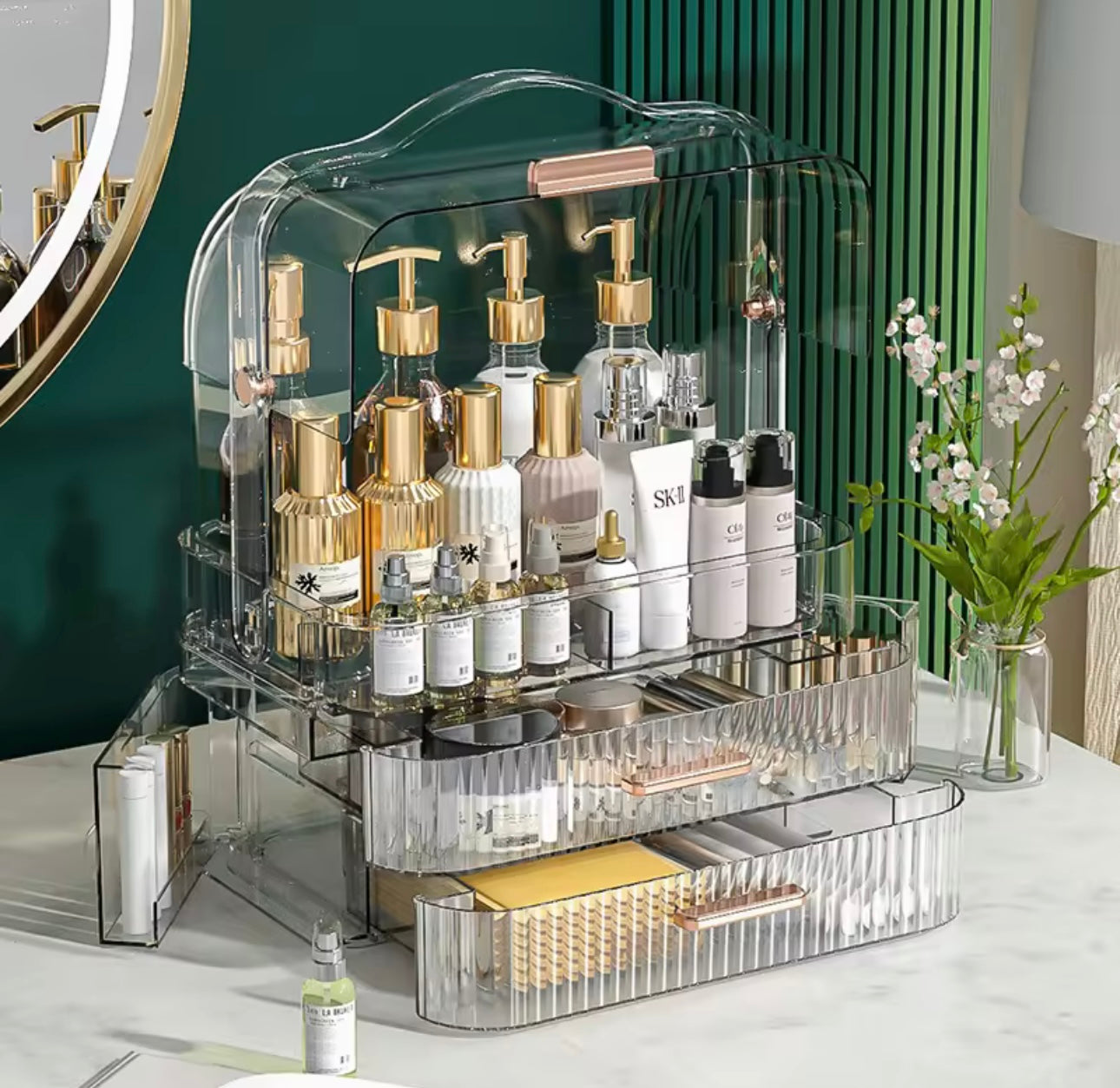 Large Capacity Acrylic Desktop Storage Box Drawer Type with Cover